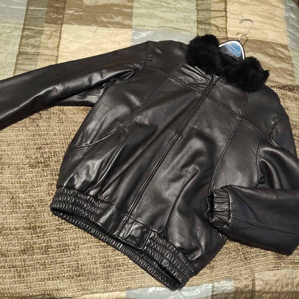 Charles Klein - Lamb Skin & Rabbit Fur Men's Reversable Bomber Jacket Sz. M